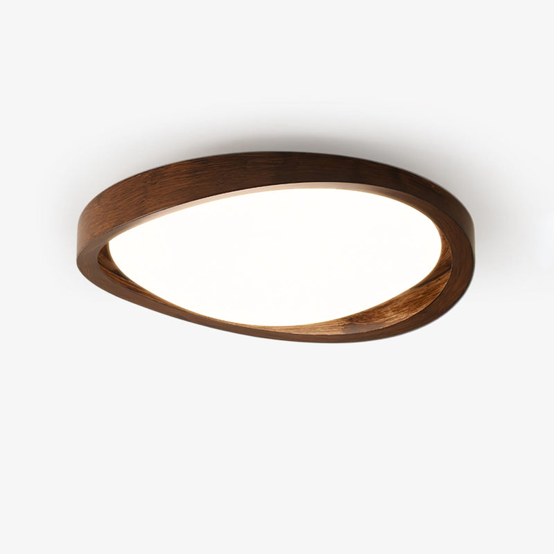 Modern Wood Flush Mount Ceiling Light With Tri-Color Glow — James New York