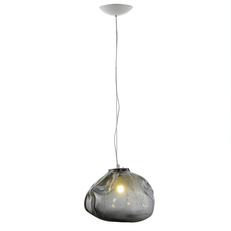Modern Glossy Glass Pendant Light With Warm LED Glow — James New York