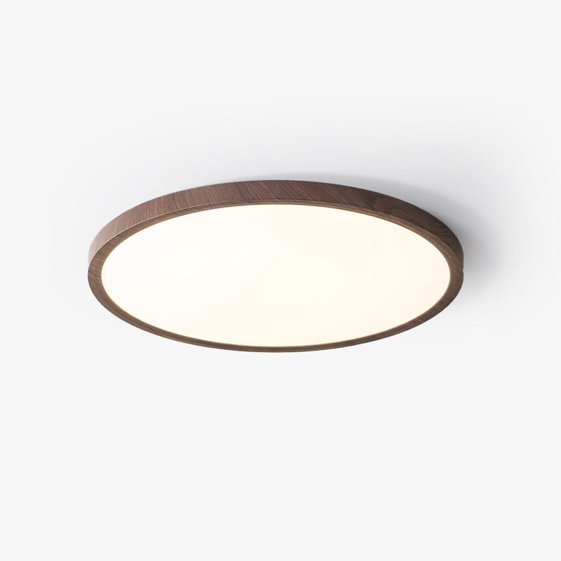 Modern Wood Grain Flush Mount Ceiling Light for Living Room in Walnut Wood Grain — James New York