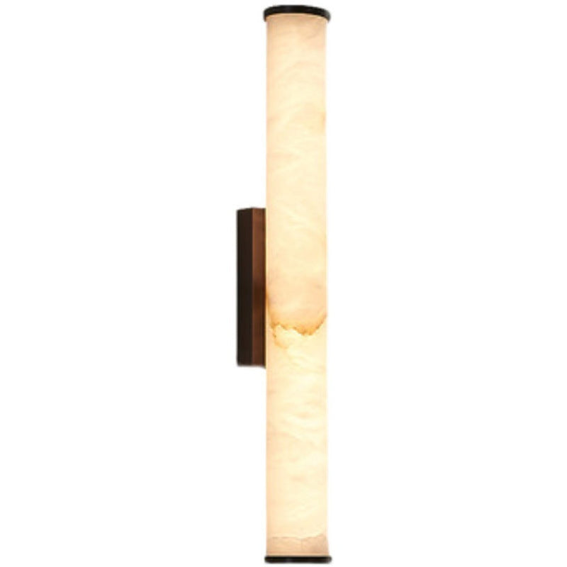Modern Marble and Copper Wall Light With Warm LED Glow in Black — James New York