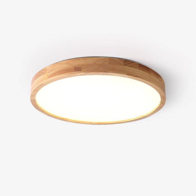 Scandinavian Wood Flush Mount Ceiling Light With Slim Low-Profile Design — James New York