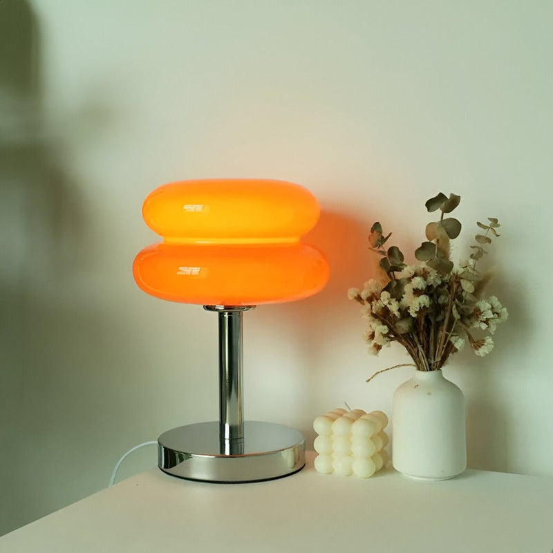 Retro Glass Table Lamp With USB Power in Orange — James New York