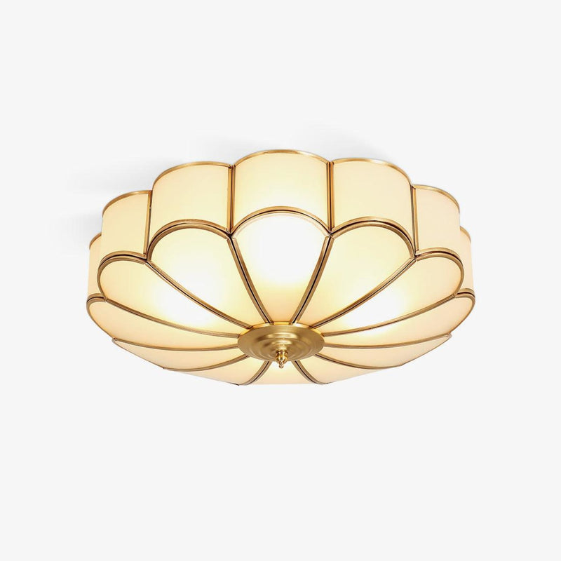 Traditional Brass Flush Mount Ceiling Light With Daylight Glow — James New York