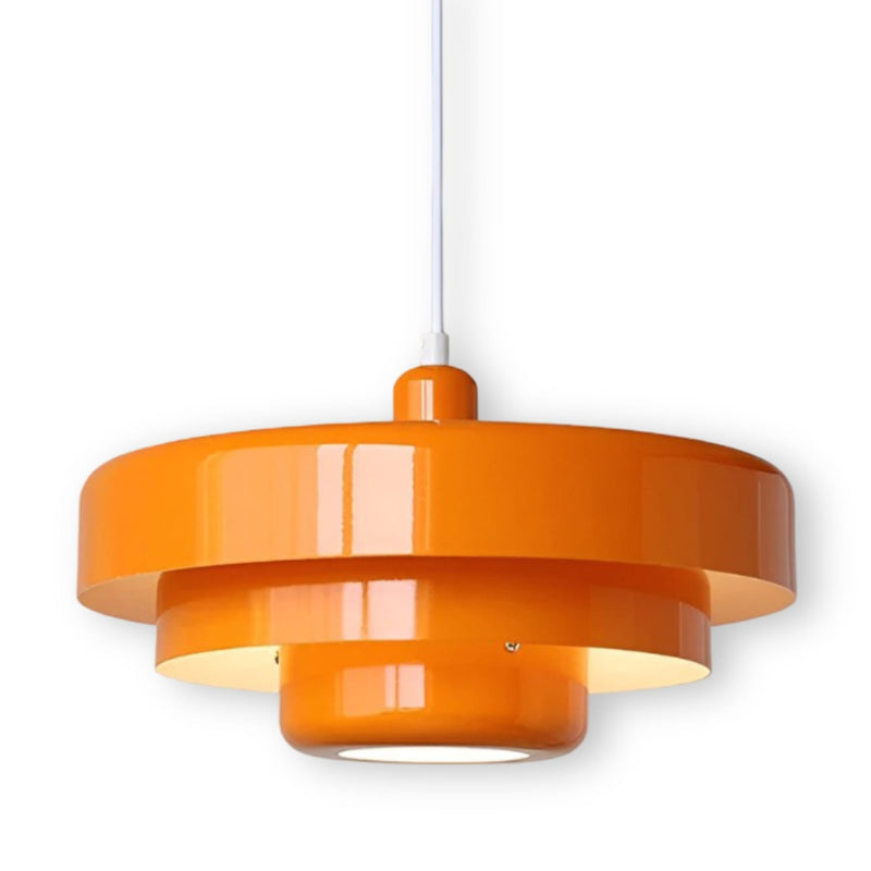 Retro Glass Pendant Light With Warm LED Glow for Dining Room in Orange — James New York