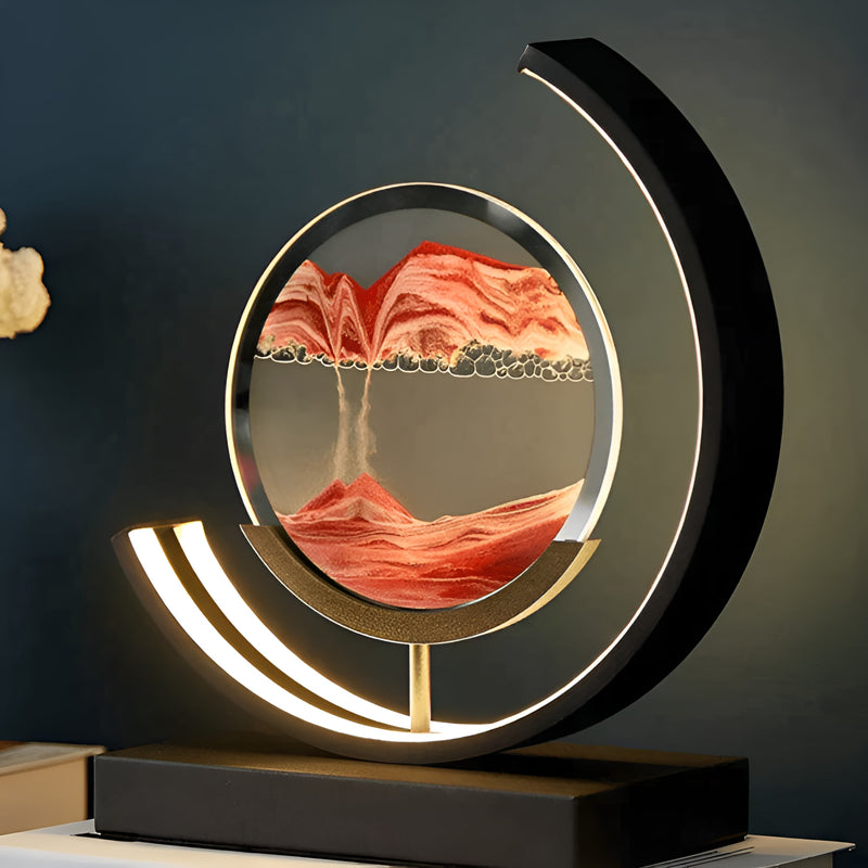Modern Iron Table Lamp With Tri-Color Glow in Red — James New York