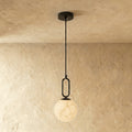 Modern Marble Pendant Light With Warm LED Glow in Black — James New York