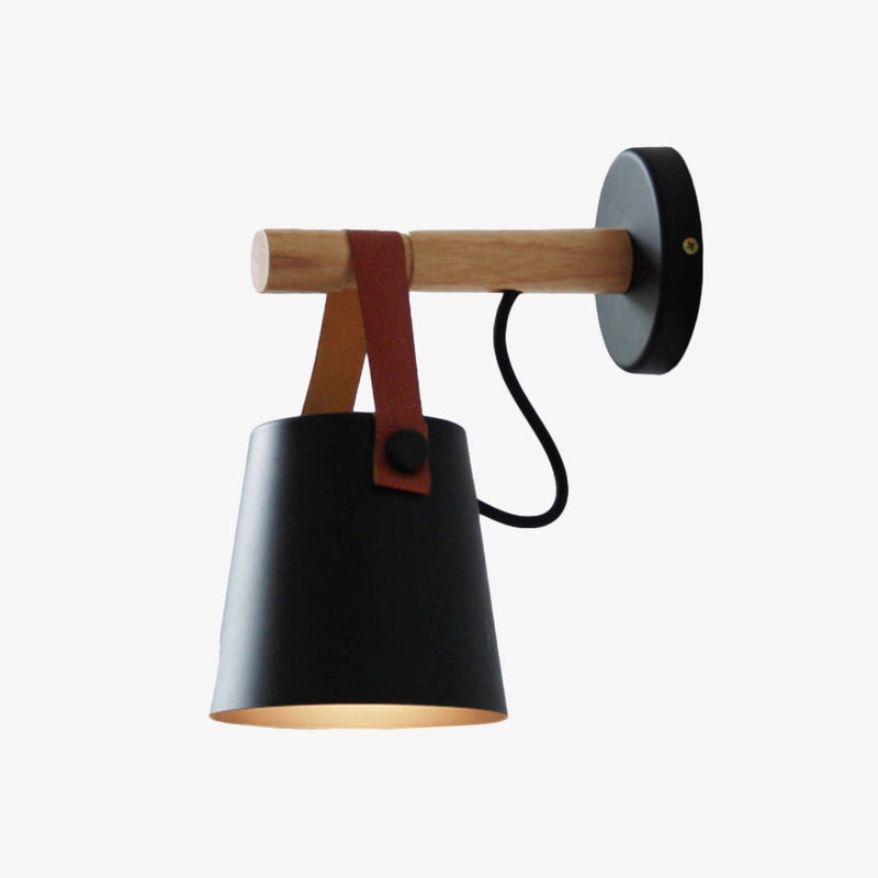 Modern Wood Wall Light With Warm LED Glow in Black — James New York