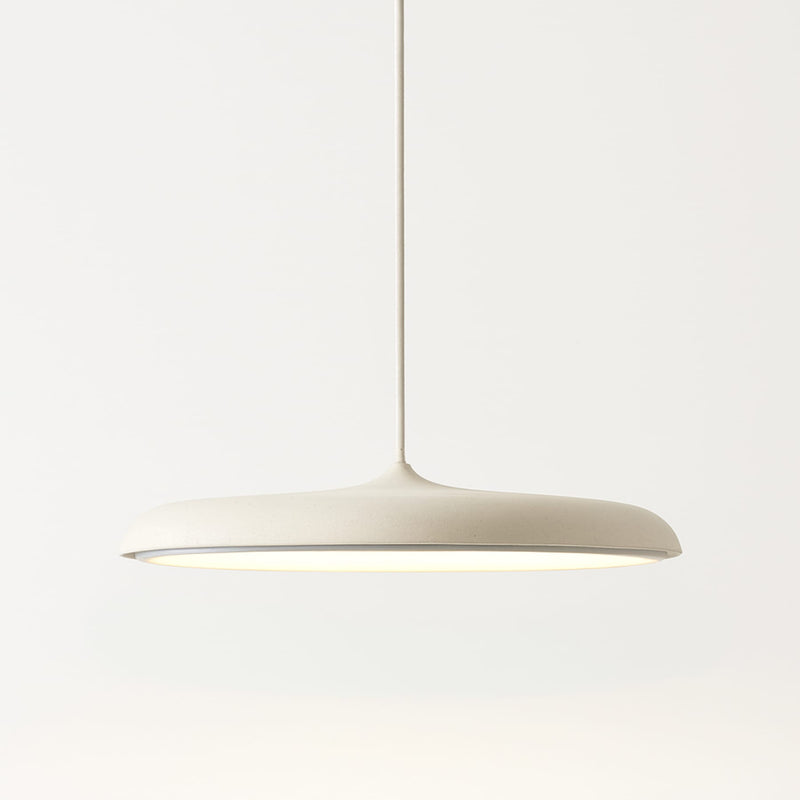 Minimalist Metal Pendant Light With Warm LED Glow in White — James New York