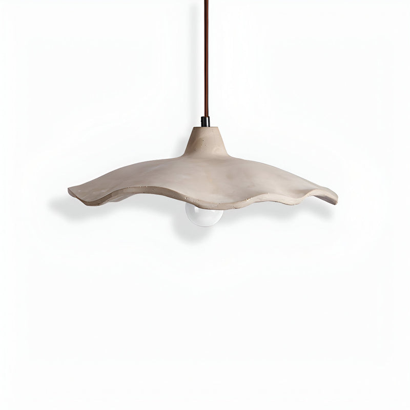 Modern Matte Concrete Pendant Light With Warm LED Glow in White — James New York
