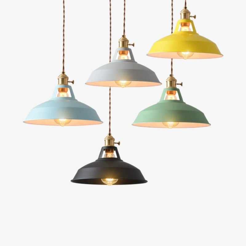 Retro Metal Pendant Light With Warm White Glow — James New York