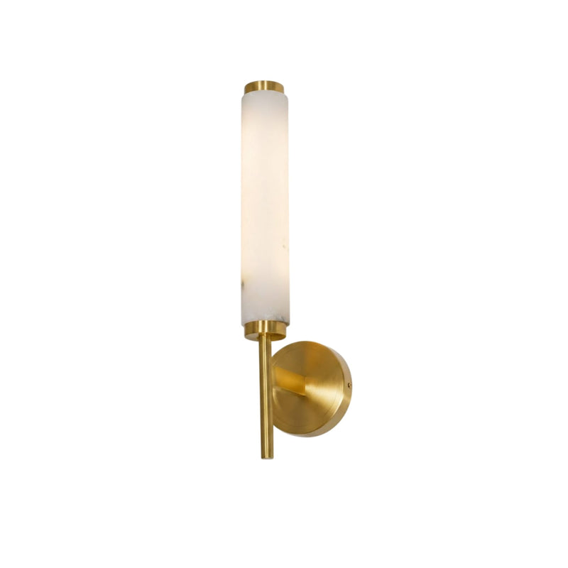 Modern Brass Faux Alabaster Wall Light With Glowing Shades — James New York
