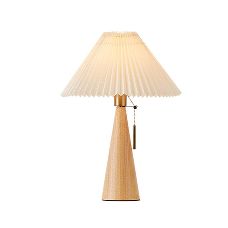 Scandinavian Wood Table Lamp With Fabric Shade With Warm LED Glow — James New York