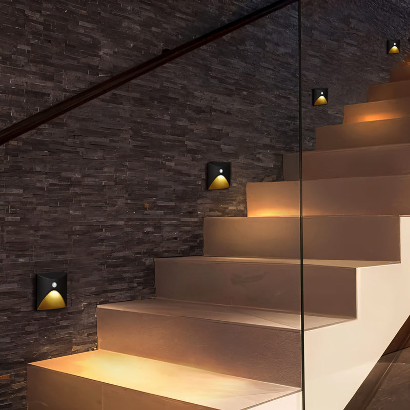 Modern Aluminum LED Wall Light With Motion Sensor for Hallway in Black — James New York