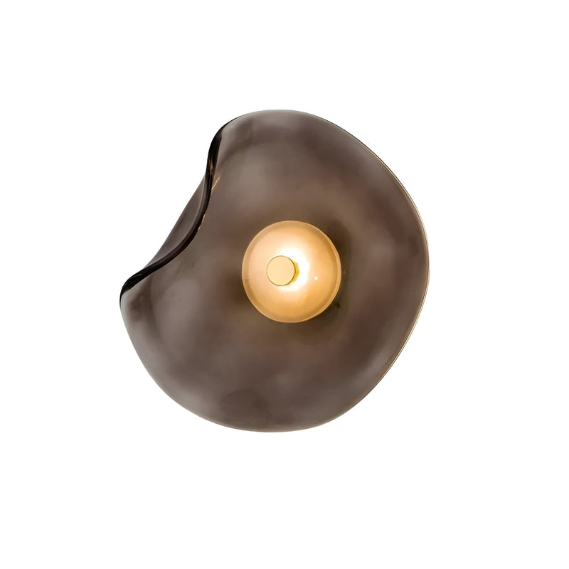Modern Glass Wall Light With Warm LED Glow in Cognac — James New York