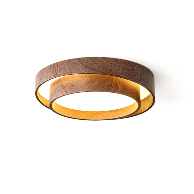 Modern Wood Flush Mount Ceiling Light With Multi-Color LED Glow — James New York