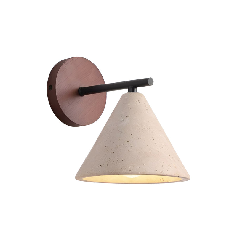 Travertine and Walnut Wall Light for Living Room — James New York