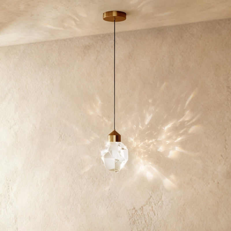 Modern Crystal Metal Pendant Light for Living and Dining Rooms — James New York