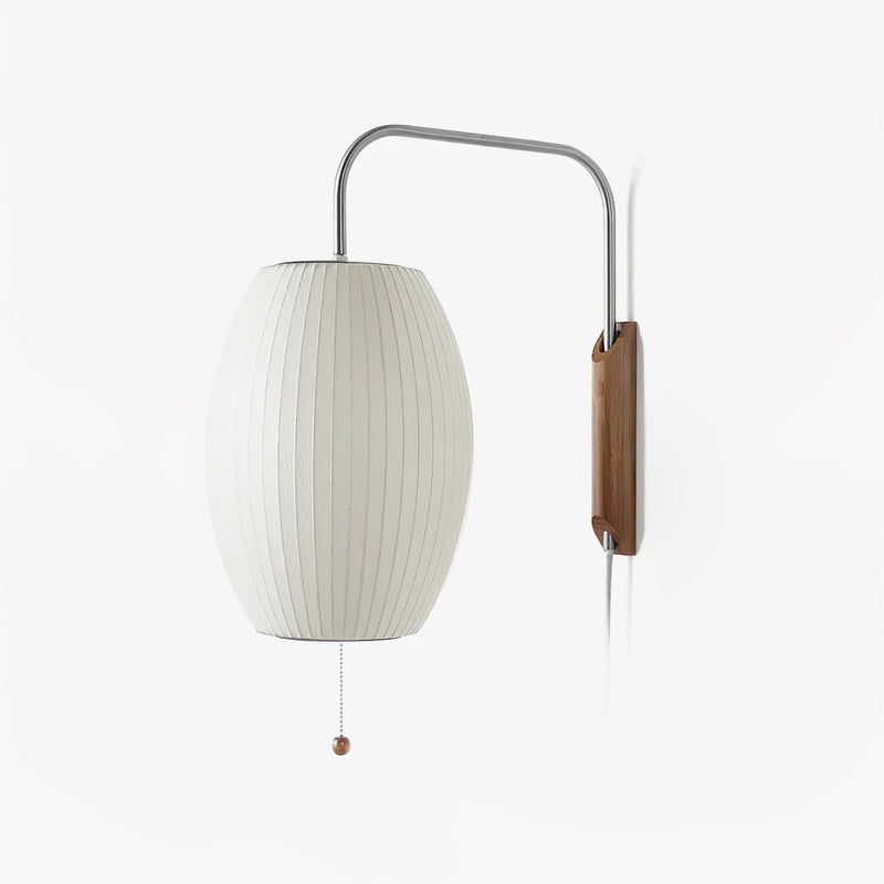 Retro Silk and Walnut Wood Wall Light With Warm LED Glow — James New York
