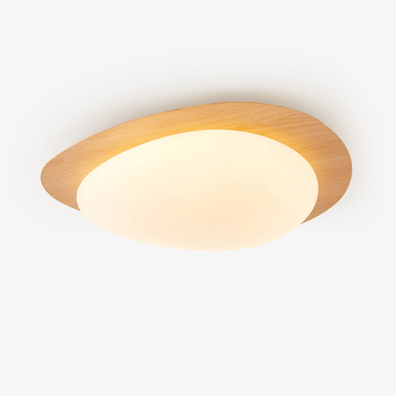 Scandinavian Wood Flush Mount Ceiling Light With Integrated LED for Living Room — James New York