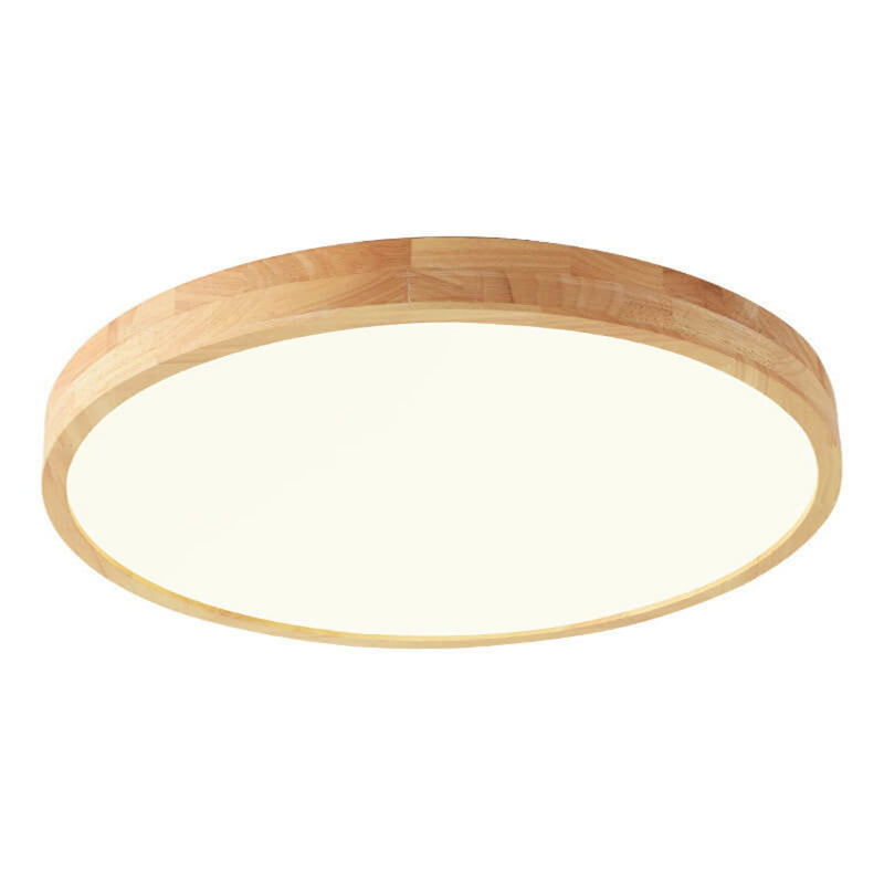 Scandinavian Wood Flush Mount Ceiling Light for Living Room in White Light — James New York