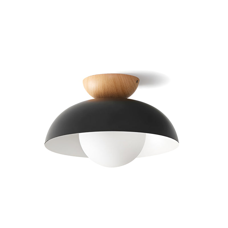 Modern Wood Semi-Flush Mount Ceiling Light in Black — James New York