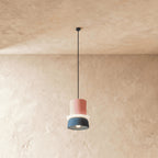 Modern Aluminum Pendant Light With Warm LED Glow for Kitchen in Pink and Navy — James New York