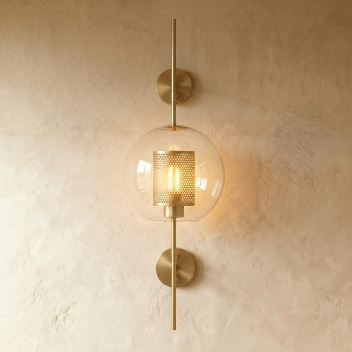 Modern Brass Wall Light With Warm LED Glow in B: D27" (D10.6 cm) x H21.6"(55cm) / 12W — James New York