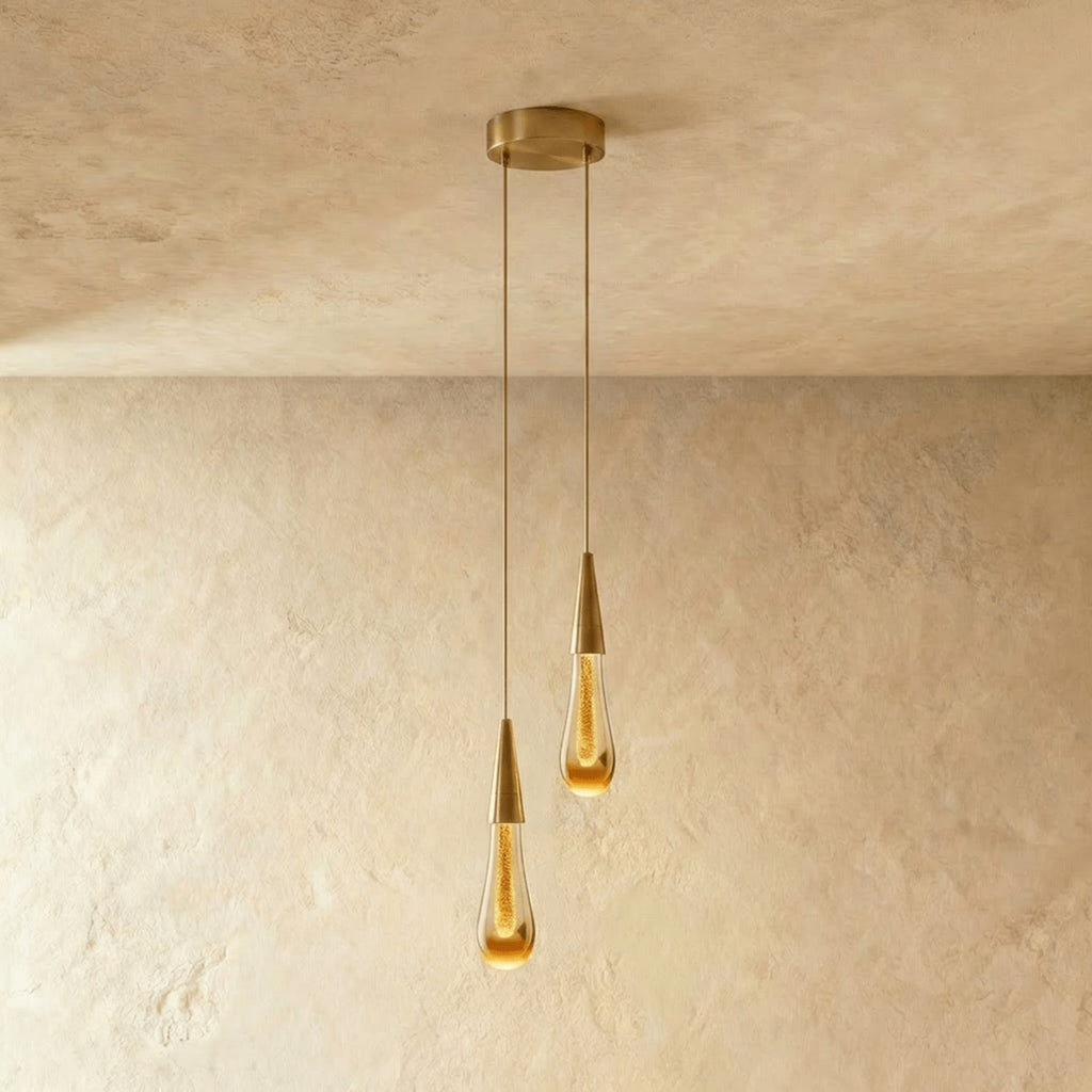 Modern Crystal Metal Pendant Light for Dining Room and Kitchen in 2 Pcs — James New York