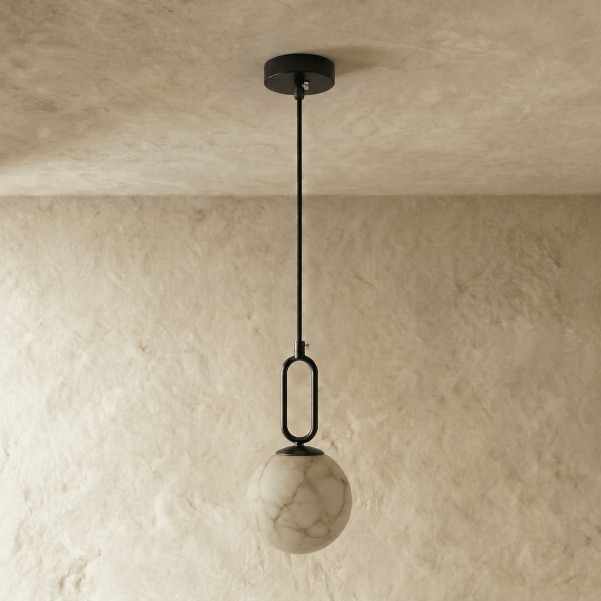 Modern Marble Pendant Light With Warm LED Glow — James New York
