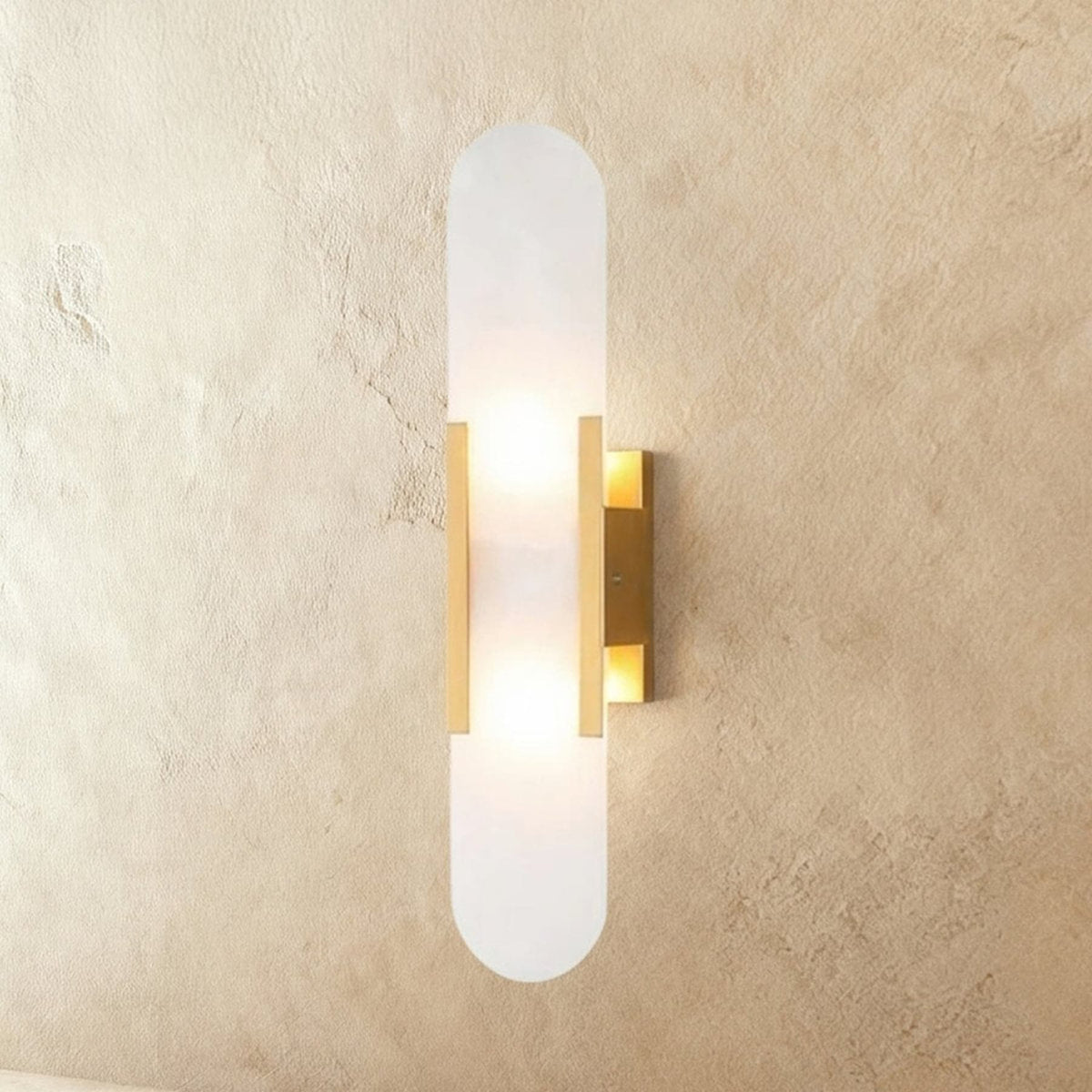 Modern Brass Wall Light With Warm LED Glow in L10" (L3.9 cm) x H19.6"(50cm) — James New York