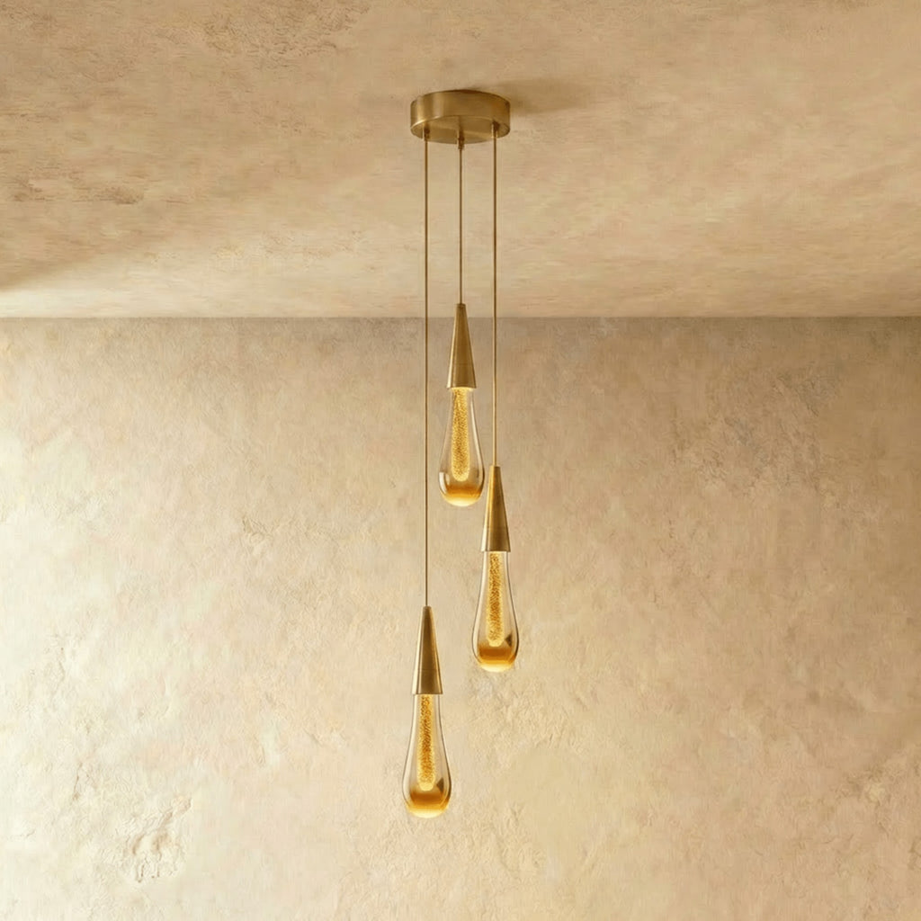 Modern Crystal Metal Pendant Light for Dining Room — James New York
