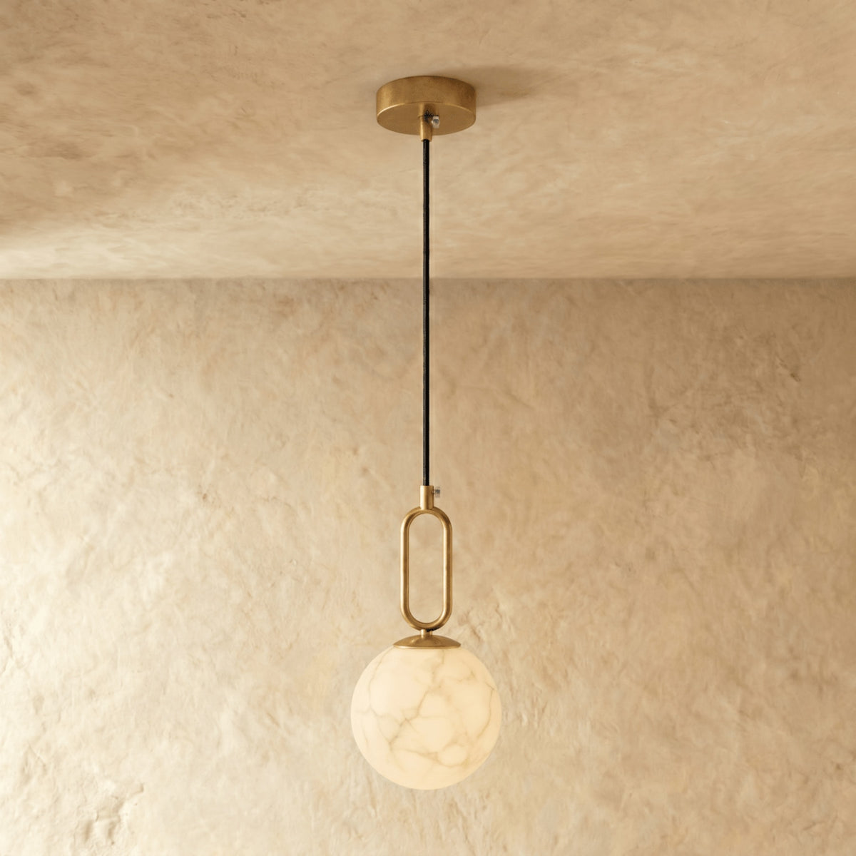 Modern Marble Pendant Light With Warm LED Glow in Gold — James New York