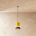 Modern Aluminum Pendant Light With Warm LED Glow for Kitchen in Yellow and Gray — James New York
