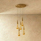 Modern Crystal Metal Pendant Light for Dining Room in 5 Pcs Round — James New York