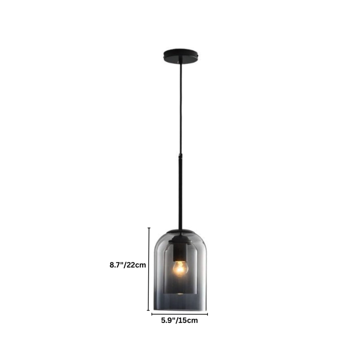 Modern Glass Pendant Light With Warm LED Glow for Dining Room — James New York