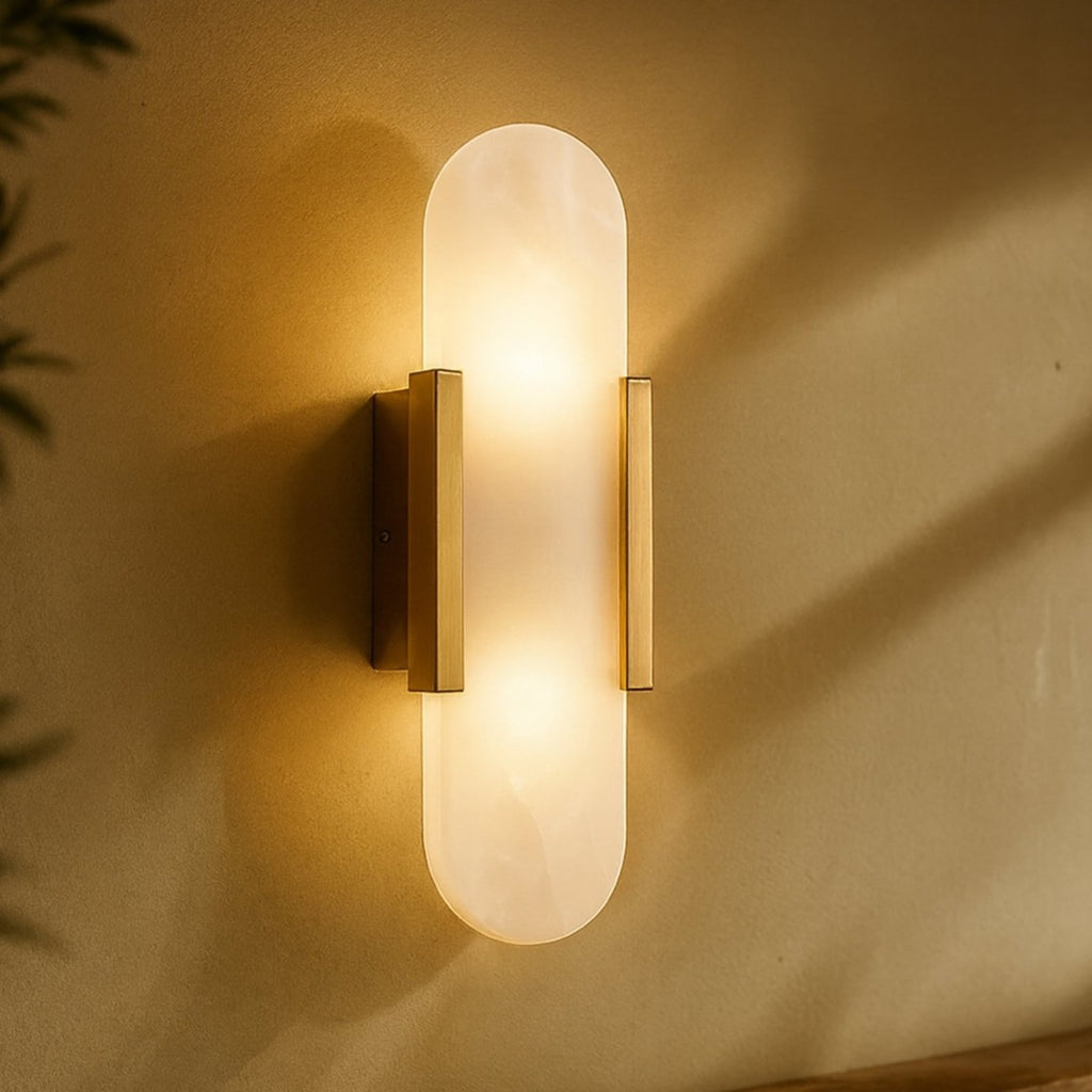 Modern Brass Wall Light With Warm LED Glow — James New York