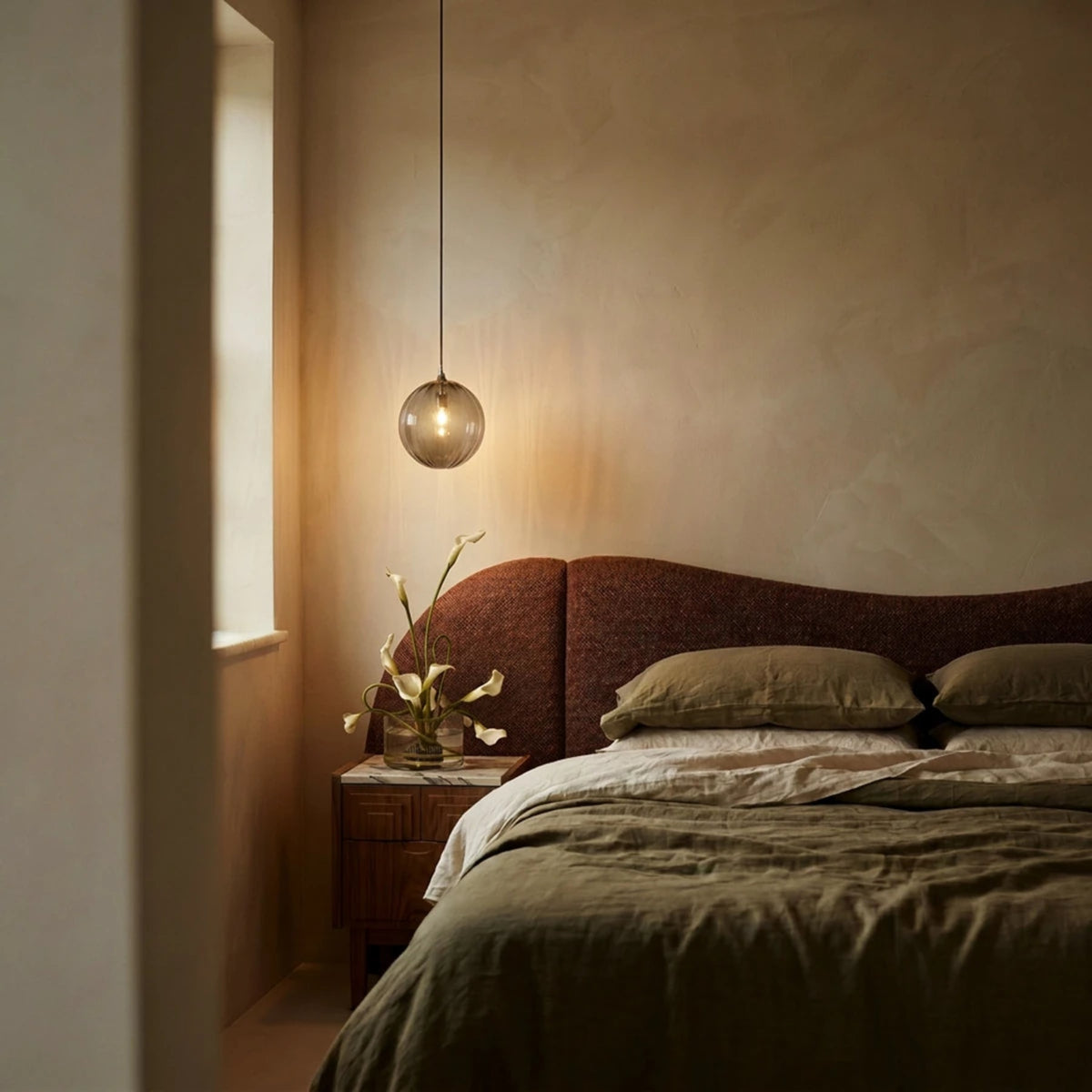 Modern Glass Pendant Light With Warm LED Glow — James New York