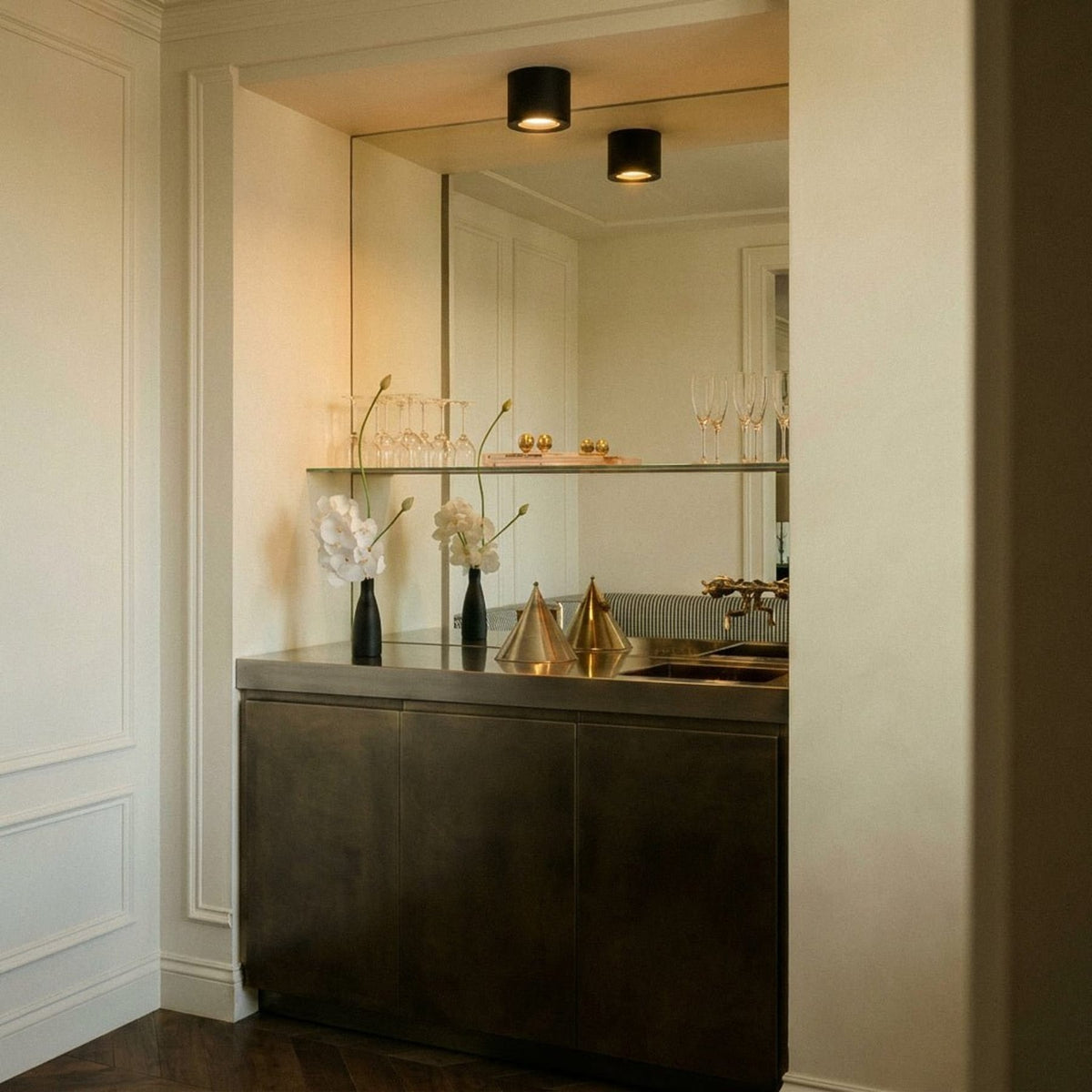Modern Metal Flush Mount Ceiling Light — James New York