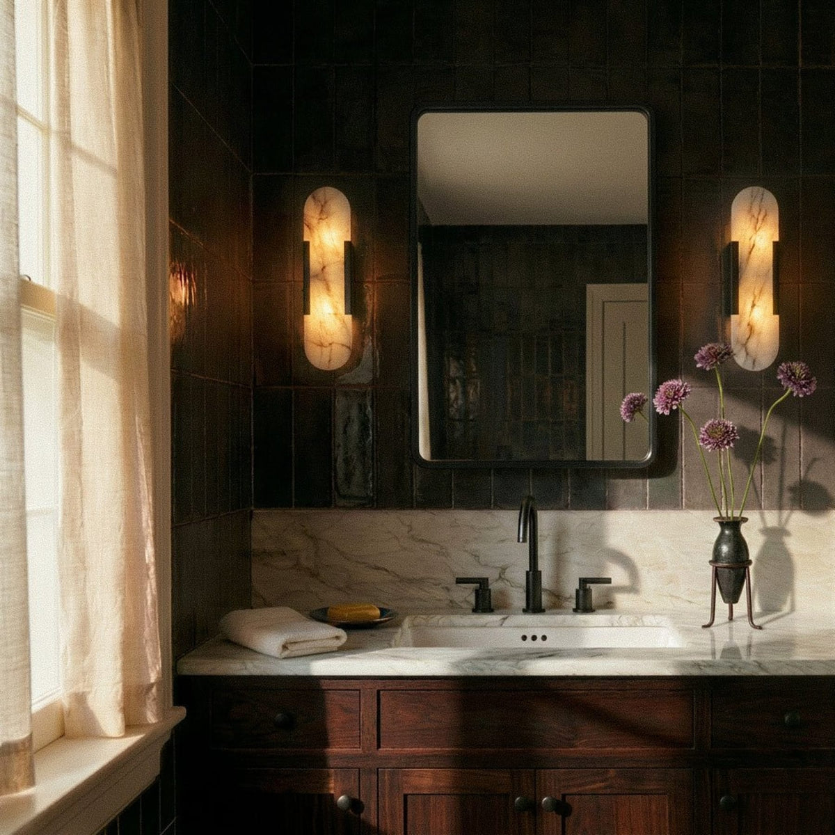 Modern Brass Wall Light With Warm LED Glow — James New York
