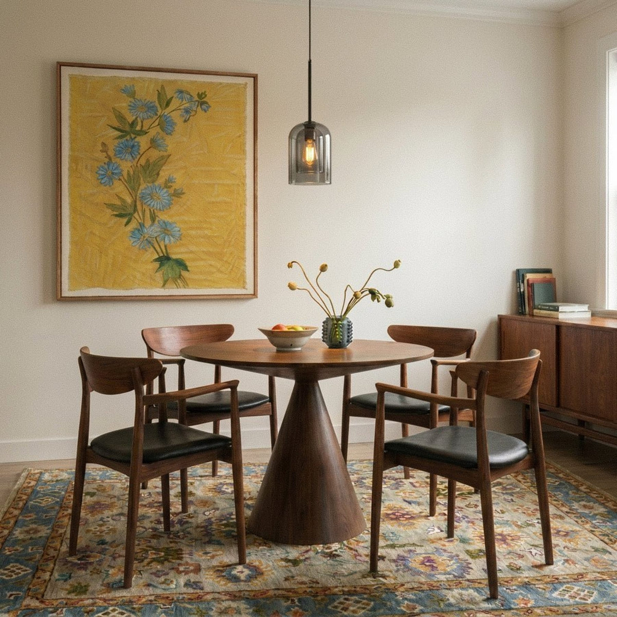 Modern Glass Pendant Light With Warm LED Glow for Dining Room — James New York