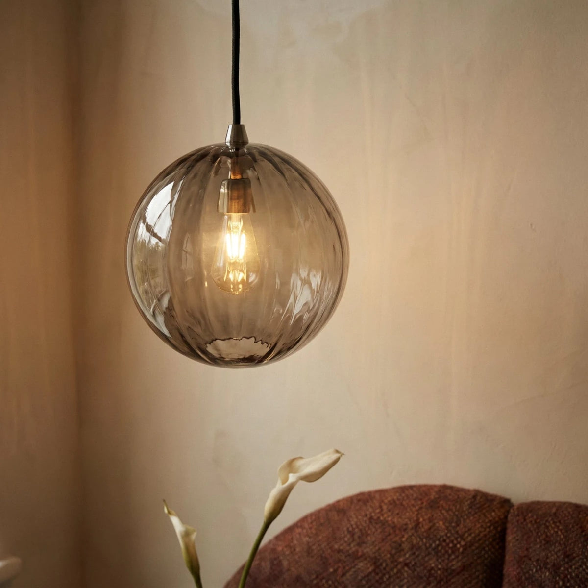 Modern Glass Pendant Light With Warm LED Glow — James New York