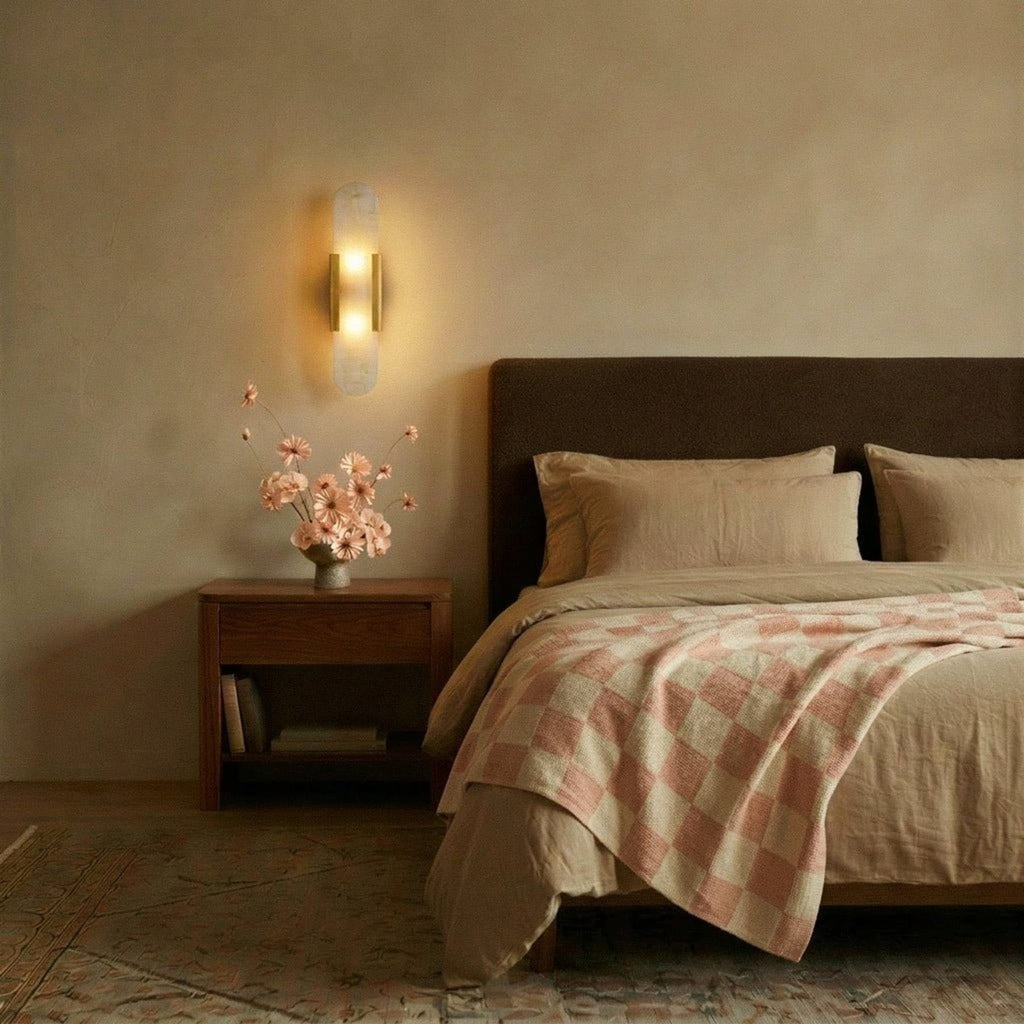 Modern Brass Wall Light With Warm LED Glow — James New York