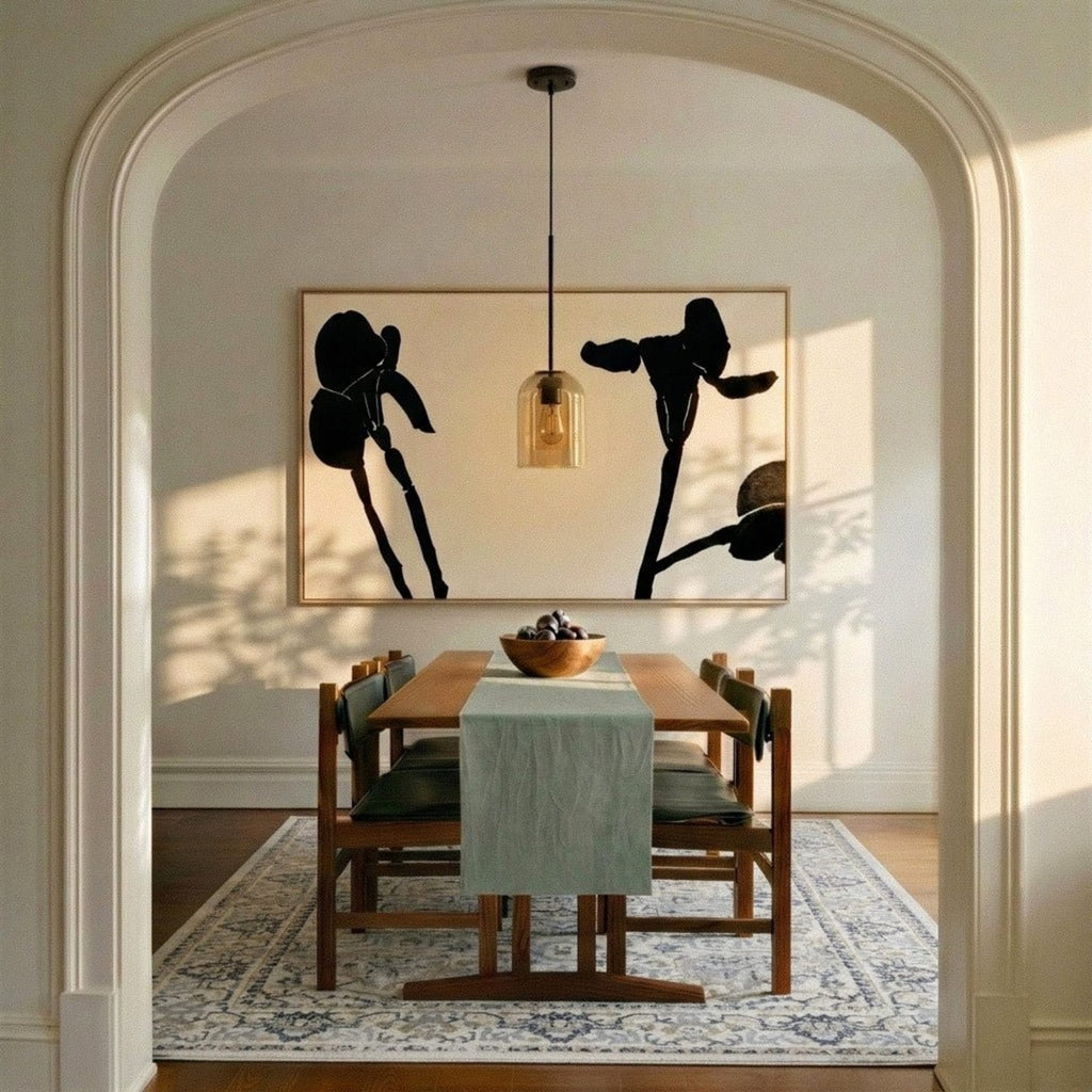 Modern Glass Pendant Light With Warm LED Glow for Dining Room — James New York