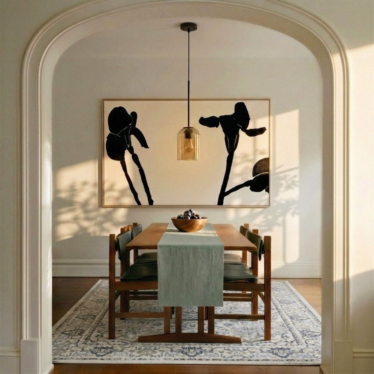 Modern Glass Pendant Light With Warm LED Glow for Dining Room — James New York