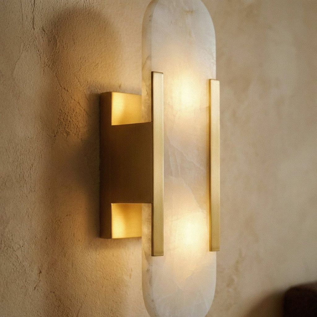 Modern Brass Wall Light With Warm LED Glow — James New York