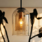 Modern Glass Pendant Light With Warm LED Glow for Dining Room — James New York