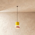 Modern Aluminum Pendant Light With Warm LED Glow for Kitchen in Yellow and Pink — James New York