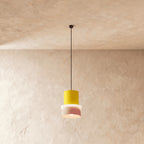 Modern Aluminum Pendant Light With Warm LED Glow for Kitchen in Yellow and Pink — James New York