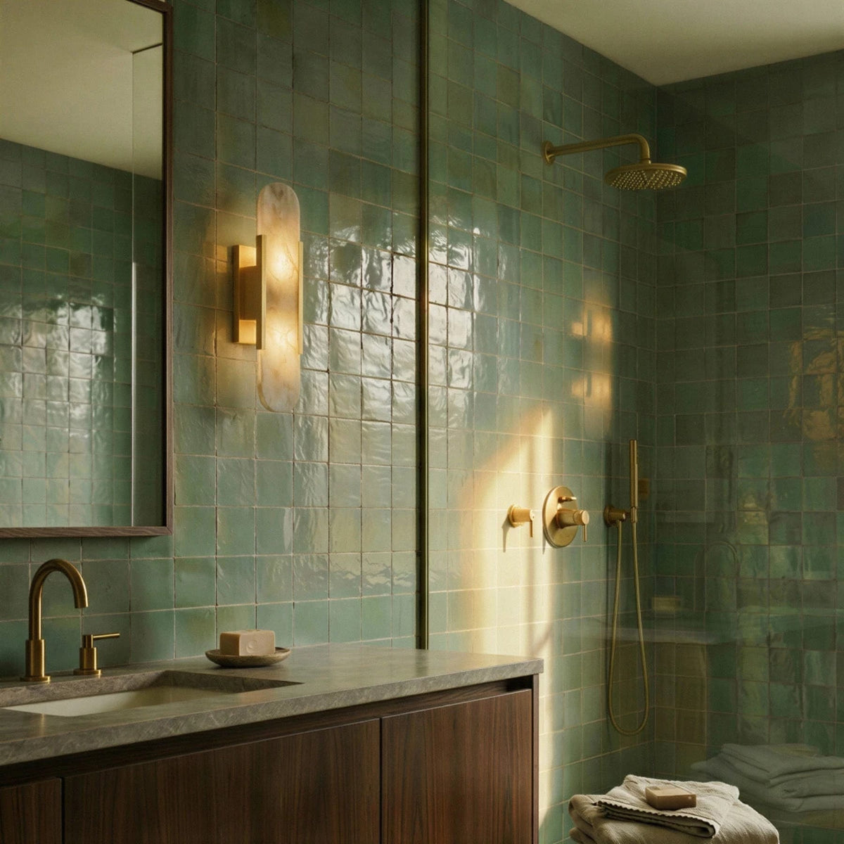 Modern Brass Wall Light With Warm LED Glow — James New York